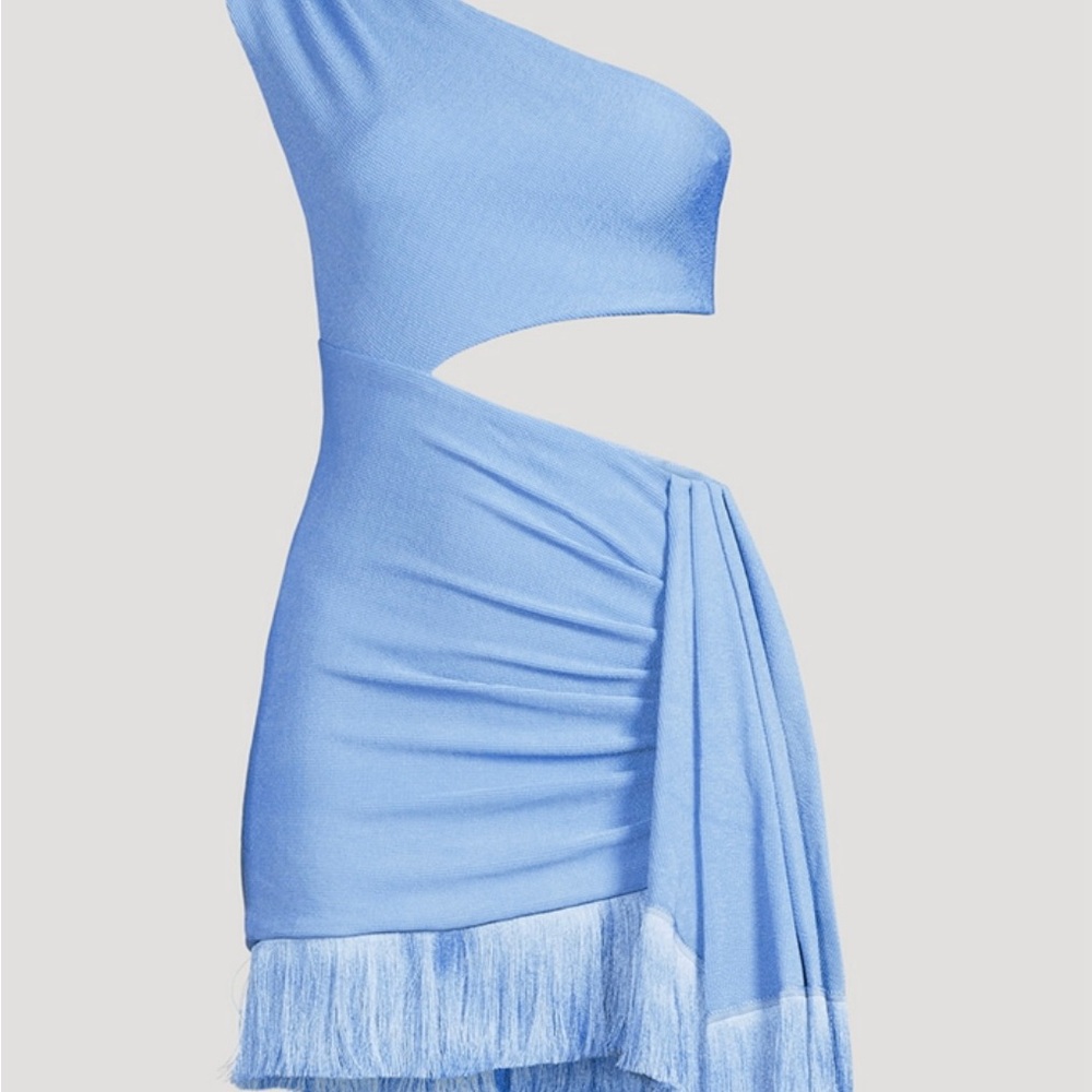 Elegant Blue One-Shoulder Dress